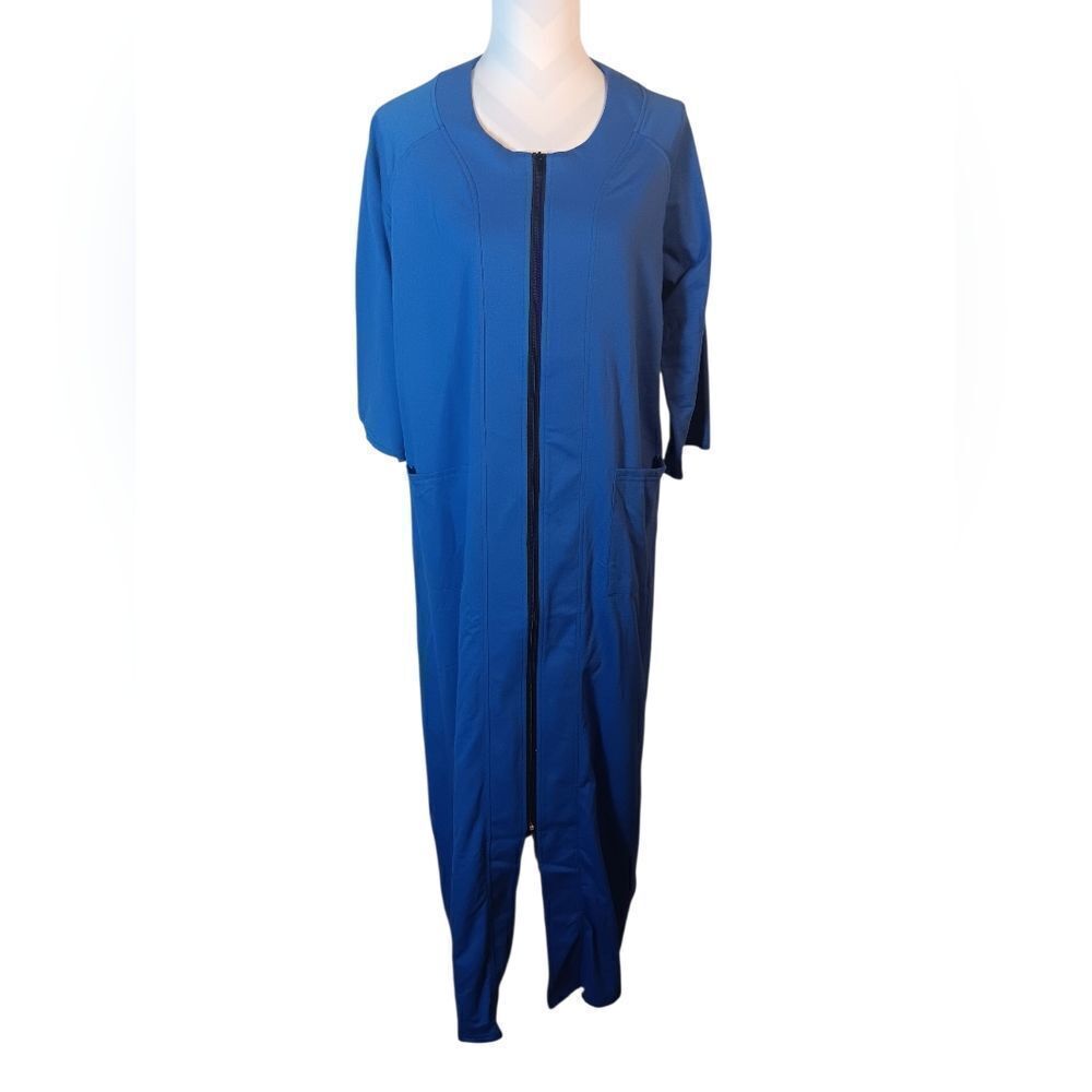 Blue Long Sleeve Full Zip Robe With Pockets